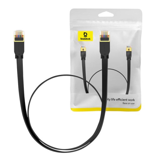 Sieťový kábel Baseus, Ethernet RJ45, 10 Gbps, Cat.7, 0,5 m (čierny)