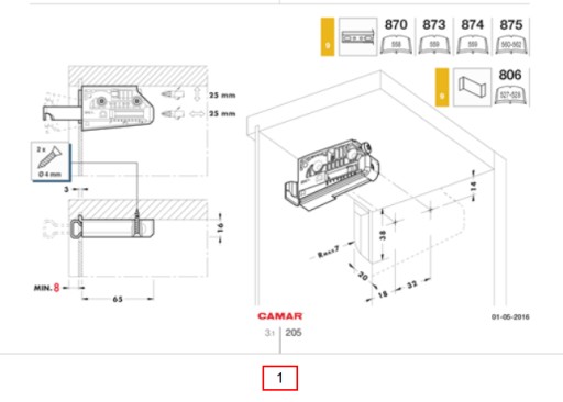 Nastaviteľný nábytkový prívesok camar 806 L+R WHITE