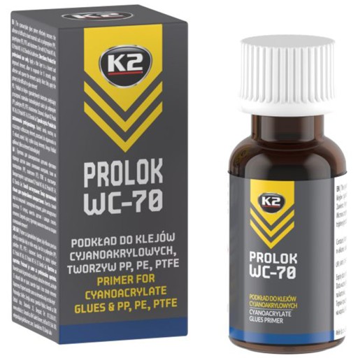 K2 WC70 PROLOK 20ml Primer na kyanoakrylátové lepidlá PP PE PTFE elastoméry