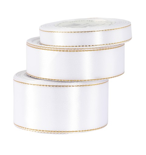 Saténová saténová stuha GOLD STRIPES, 12mm/18mb, 12 farieb na výber