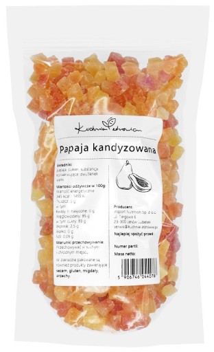KANDIDOVANÁ PAPAYA KOCKOVÁ 500g PRÍRODNÁ KOCKOVÁ OBJEDNAČKA ZDRAVÁ KUCHYŇA