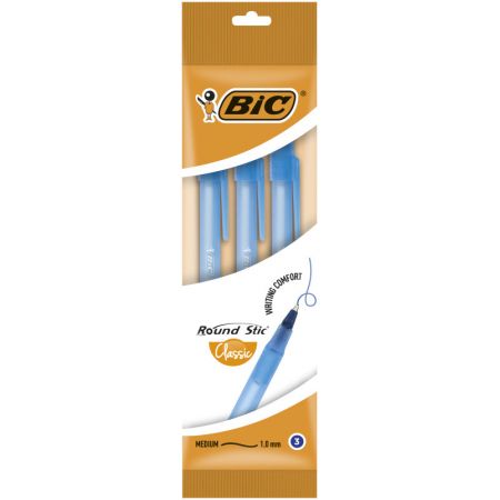BIC Round Stic Classic guľôčkové pero modré 3 ks.