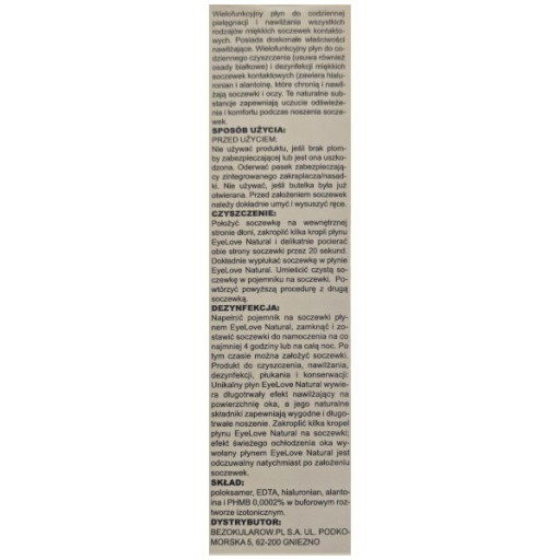 EyeLove Natural tekutina na šošovky 100 ml