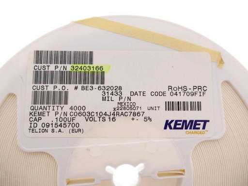 Keramické SMD 0,1uF 100nF 5% 16V DC 100ks.