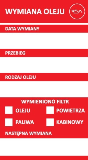 Služba NÁLEPKY VÝMENA OLEJA karty 50 ks