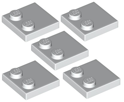 LEGO Plate 2x2/2 Spline White (33909/6218822) x5