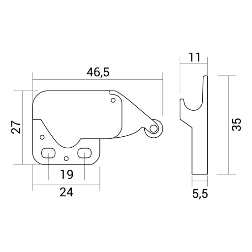 MINI LATCH kovová západka na nábytok PUSH TO OPEN