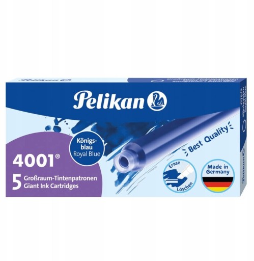 Dlhé modré atramentové perá Pelikan, 5 kusov