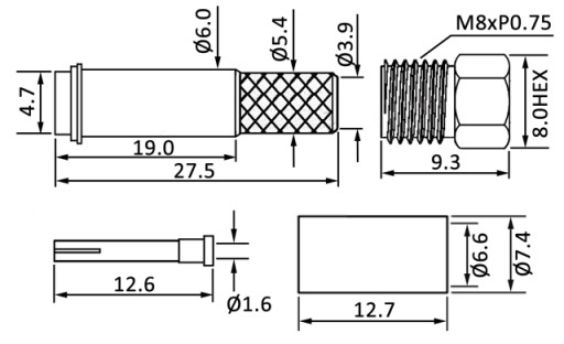 FME 50Ohm zásuvka krimpovaná pre kábel H-155