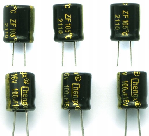 6X elektrolytický kondenzátor 16V 100uF 6,3x7