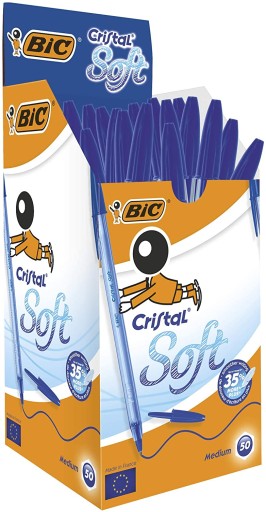 BIC Cristal Soft guľôčkové pero s tradičným permanentným modrým atramentom