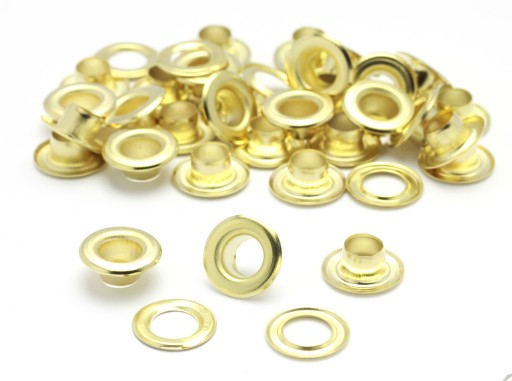 8 mm zlaté kožené očká, sada 100 sád