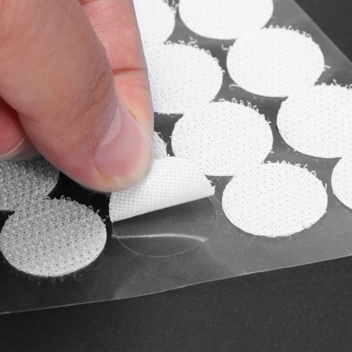 Samolepiace krúžky na suchý zips 15mm 60 párov BIELY