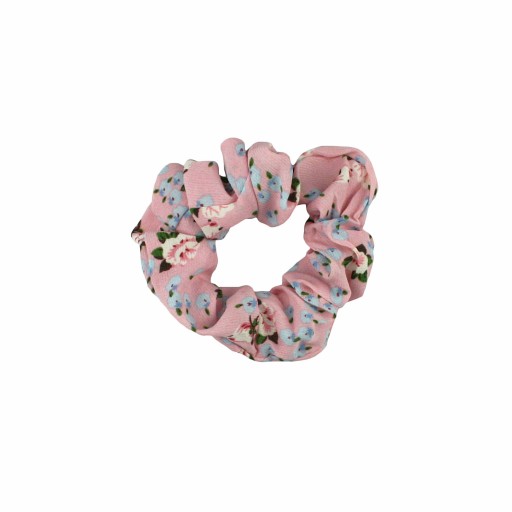 RUŽOVÁ VLASOVÁ RUBA S KVETY SCRUNCHIE