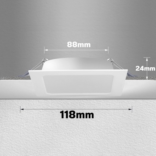 Stropný LED panel pod omietku 6W štvorcový zapustený tenký biely