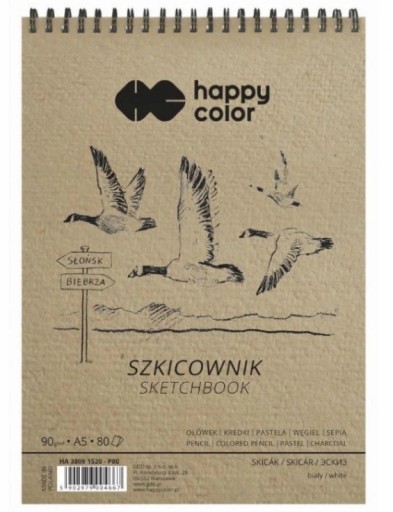 Špirálový skicár vtákov A5 biely 80 listov