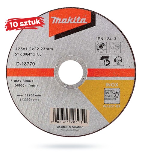 MAKITA D-18770 REZNÝ KOTÚČ NA INOX KOV 125X1,2MM WA60T 1PC