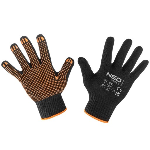 PRACOVNÉ RUKAVICE BAVLNENÉ A POLYESTER bodkované VEĽKOSŤ 10 NEO TOOLS 97-620