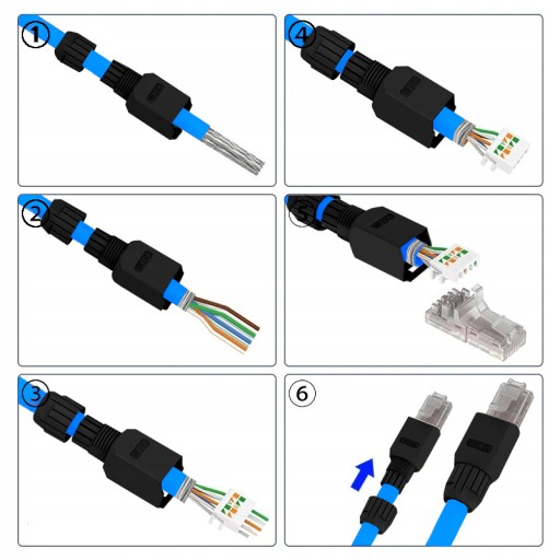 ZÁSTRČKA RJ45 UTP ZÁSTRČKA KAT.6A SKRUTOVANÁ BEZ NÁRADIA