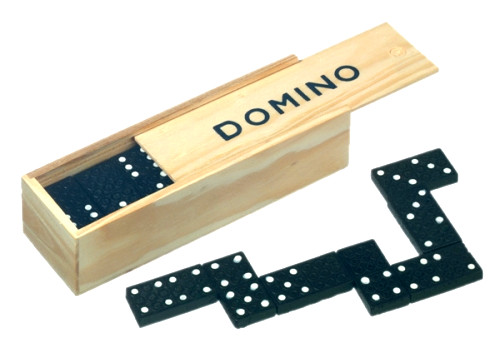 DREVENÁ HRA DOMINO V KRABIČKE 28 ELEMENTOV