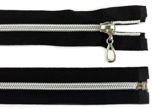 Rozvodný zámok 80 cm, strieborná špirála, čierna