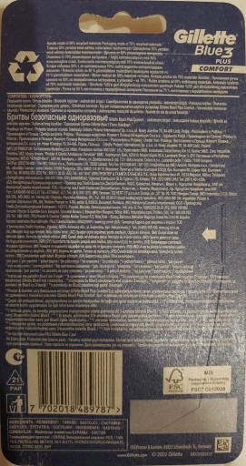 Jednorazový holiaci strojček Gillette Blue 3 PLUS COMFORT 3+1