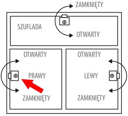 SISO štvorcový zámok na nábytok fi19 PRAVÝ