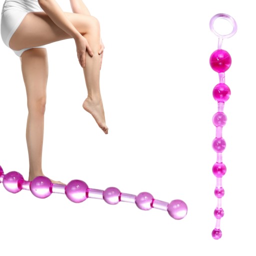 Análne korálky, ružové TPR, 29 cm