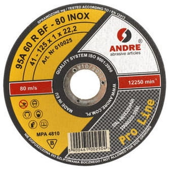 Kotúč rezný 125x3,0x22,2 INOX typ 41 ANDRE Pro Line