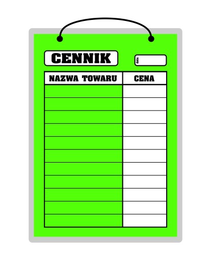 Zelený laminovaný nápis CENNÍK - A4