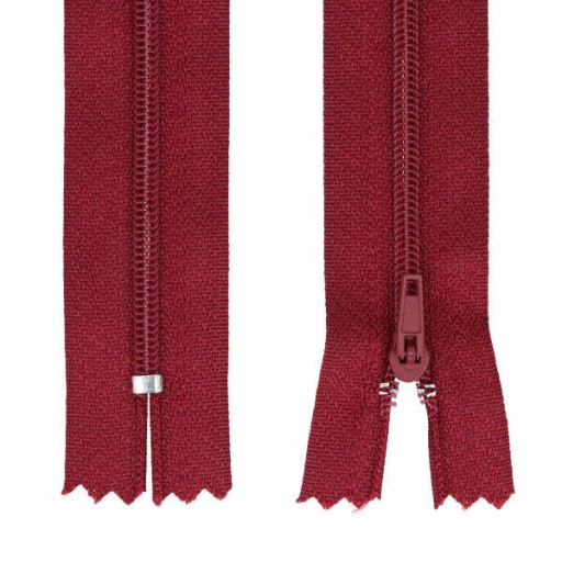 ŠPIRÁLOVÝ Zips #3 TENKÝ - 18 CM - bordový
