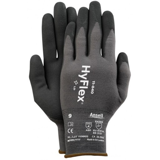 RUKAVICE PRESNÉ PRACOVNÉ RUKAVICE BEZ ŠVOV ANSELL HYFLEX 11-840 rok 9
