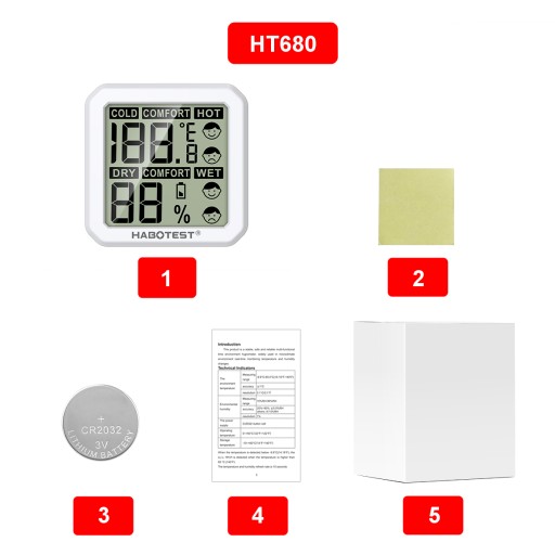 MINI TERMO-HYGROMETER MERANIE TEPLOTY A VLHKOSTI ČISTEJ OBRAZOVKY HABOTEST