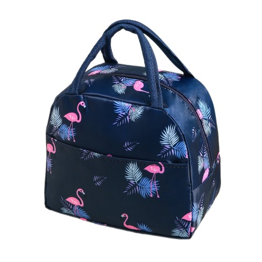 Termálna taška LUNCH BOX Pikniková izolovaná pre jedlo tmavomodré plameniaky