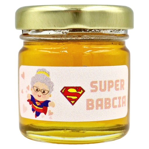 MEDOVÝ mini med DEN MATIEK v tégliku 40g s nálepkou SUPER BABKA