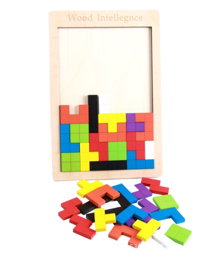 Puzzle Drevené kocky Montessori Tetris Puzzle Set Logická hra