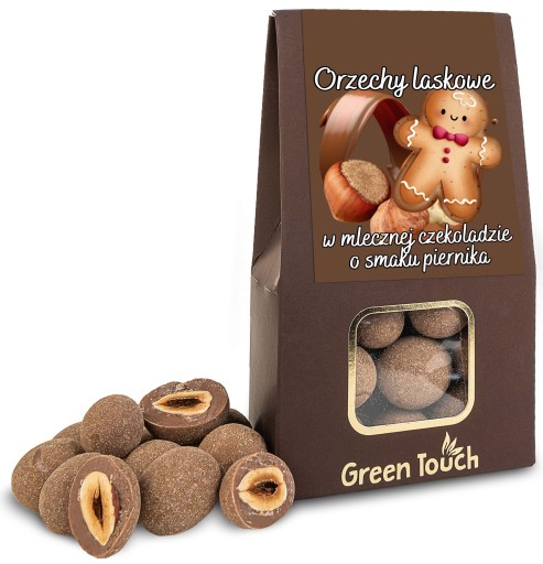 Lieskové oriešky v mliečnej čokoláde s príchuťou perníka 100g vianočka