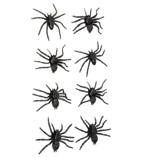 PLASTOVÉ PAVÚKY 8 ks. 6cm HALLOWEENSKÉ DEKORÁCIE