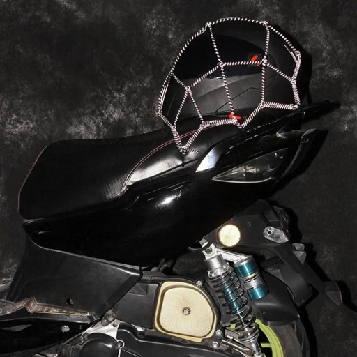 REFLEXNÁ SIEŤ NA BATOŽINU NA MOTOCYKL NA SEDADLO, HRUBÉ KOVOVÉ HÁČKY