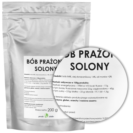 SOLENÉ Fazuľa chrumkavá, pražená fazuľa so soľou, 200 g