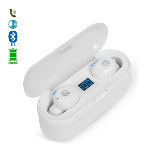 F9 BEZDRÔTOVÉ ŠPORTOVÉ SLÚCHADLÁ BLUETOOTH POWERBANK BIELA