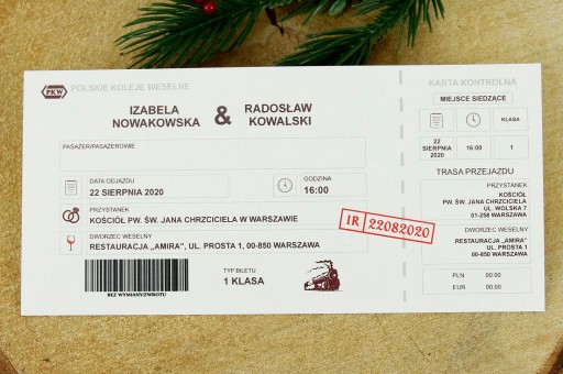 Svadobné oznámenia svadobné ŽELEZNIČNÝ LÍSTOK