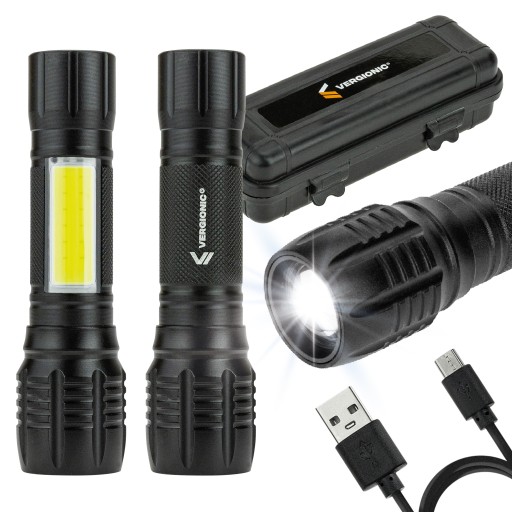 VÝKONNÉ TAKTICKÉ DOBÍJACIE SVETLO LED USB PUZDRO