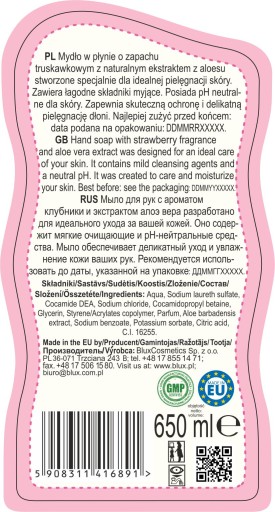 KIDS jahodové tekuté mydlo s aloe 650 ml
