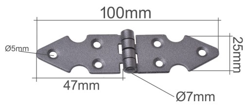 Ozdobný konštrukčný pánt, čierny, 25x100mm