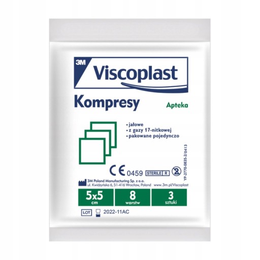 VISCOPLAST sterilné obklady 5cm x 5cm, 3 kusy