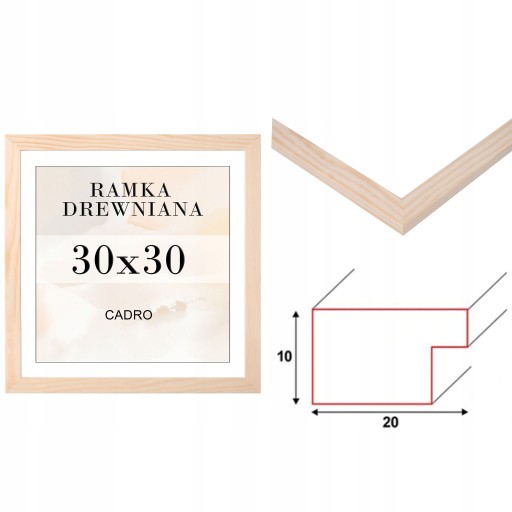 Rám 30x30 štvorcových borovicových fotorámikov