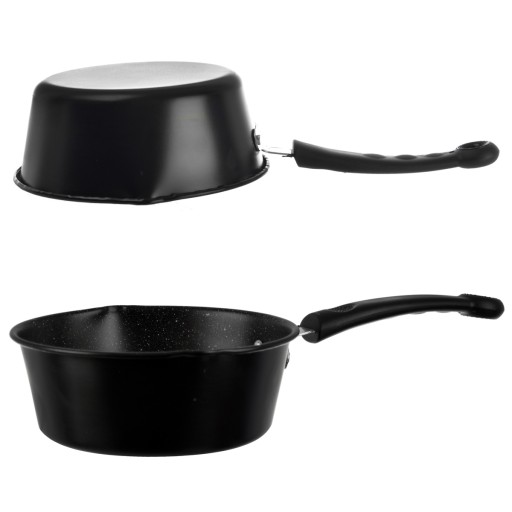 OCEĽOVÁ BEZPEČNOSTNÁ NÁDOBA 16 CM S NEPRIĽNAVÝM POVLAKOM 800 ML PLYNOINDUCKÁ ČIERNA