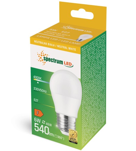 LED guľová žiarovka E27 E-27 230V 6W neutrál 540lm