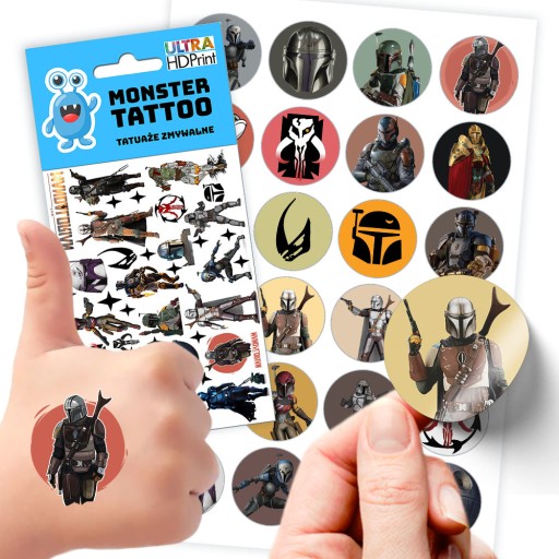 MEGA SADA NÁLEPOK + TETOVANIE MANDALORIAN